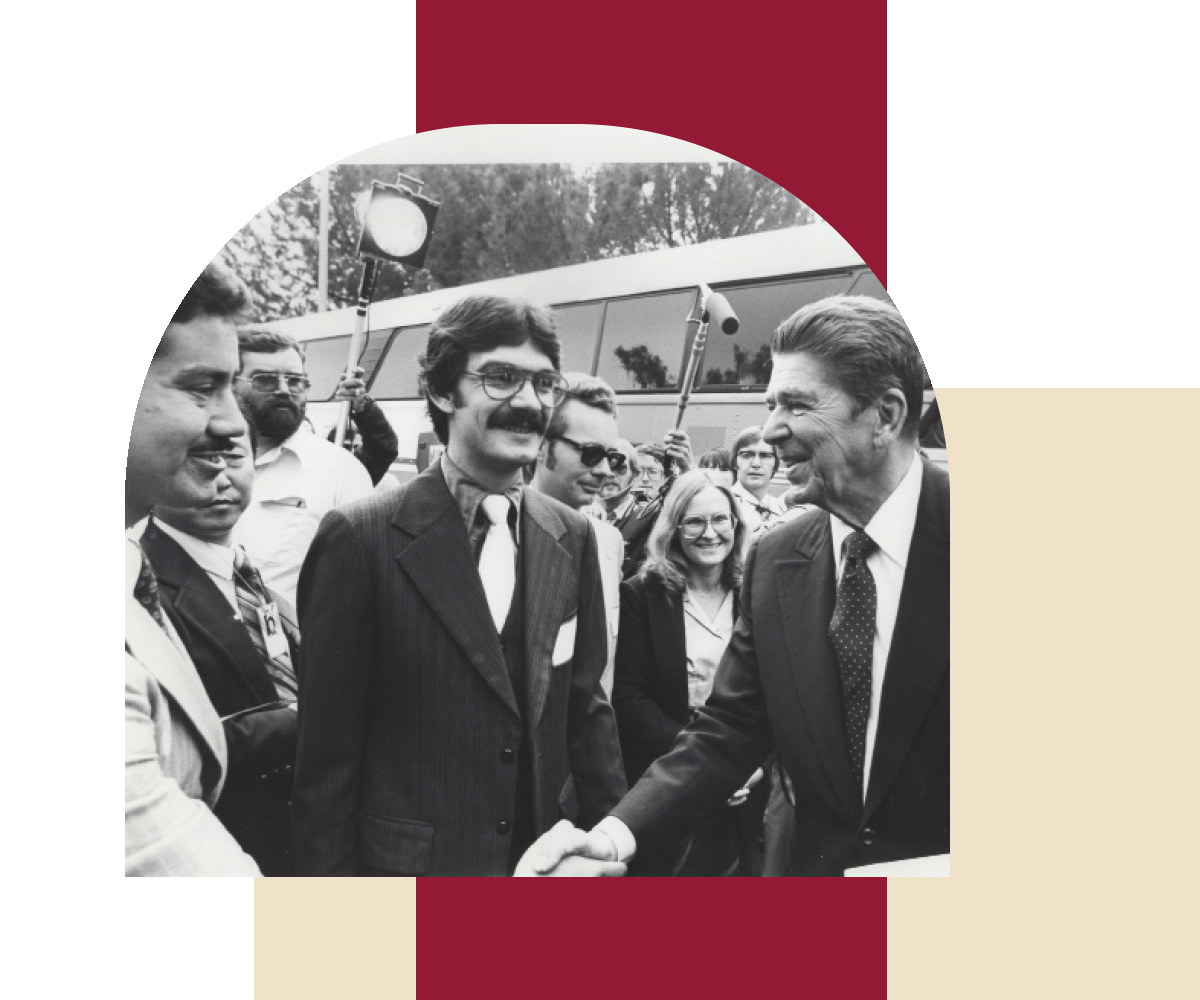 President Reagan meeting Rose Institute students.