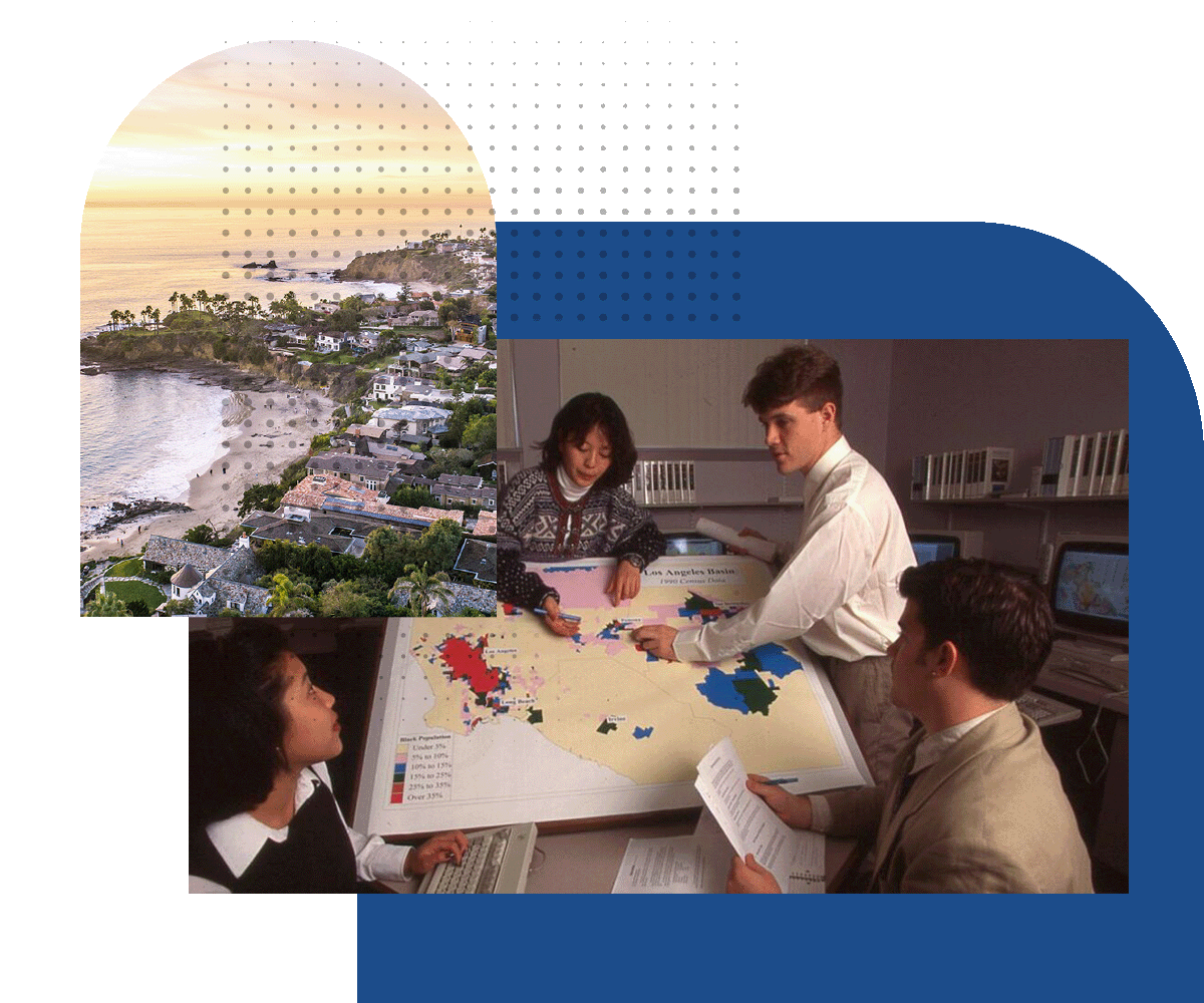 Rose Institute students conducting research on redistricting in California.