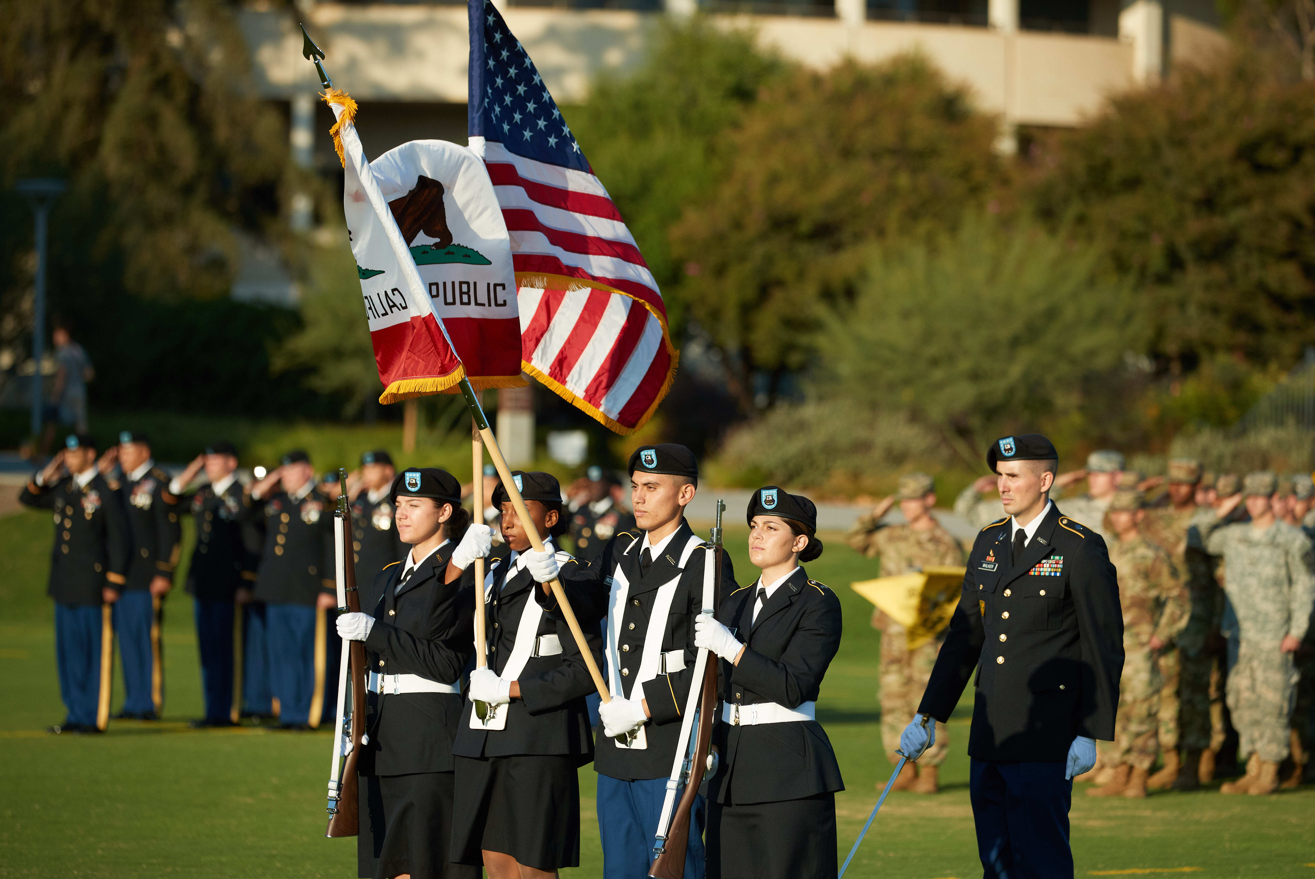 CMC ROTC students gathering. 