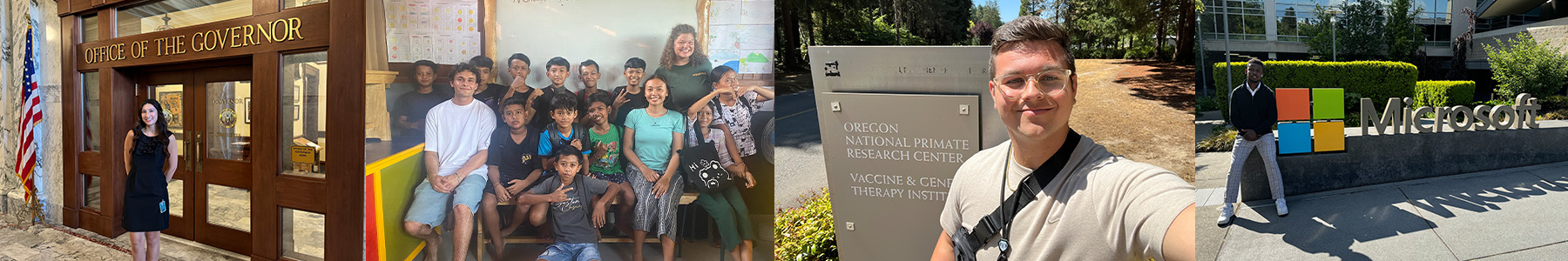 Four students at their respective 2024 Sponsored Internships.