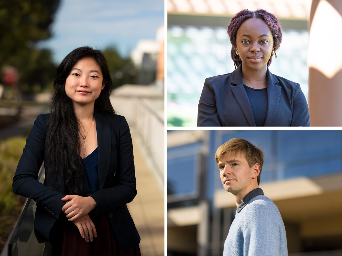 Clockwise: Sarah Chen ’22, Bertha Tobias ’24, and Samuel Johnson-Saeger ’25.