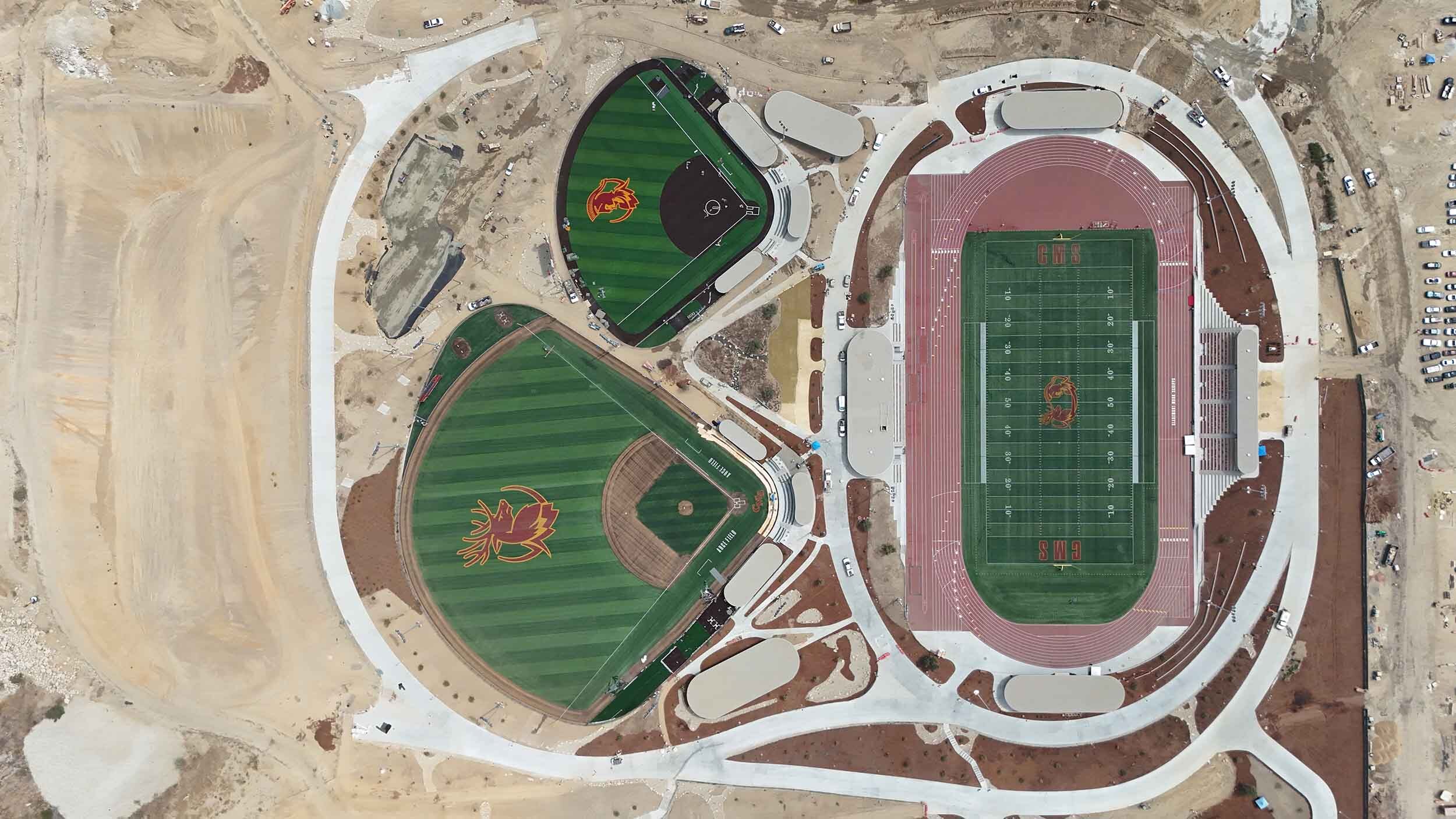 Aerial view of the Sports Bowl at the Roberts Campus