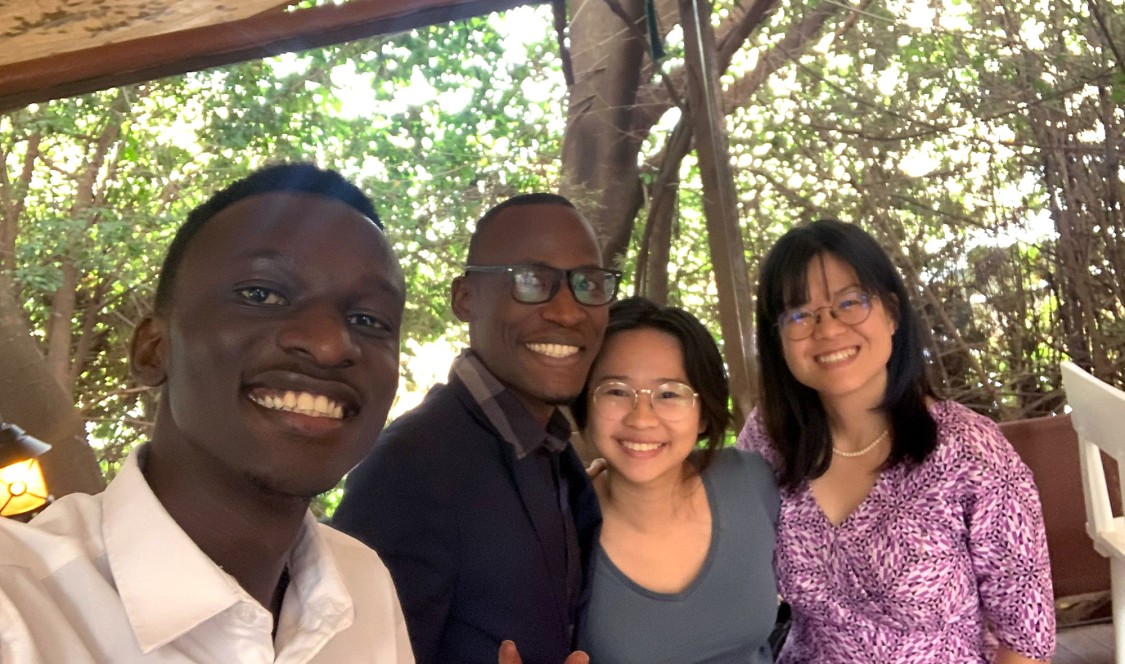 To aid in establishing the first liberal arts college in Uganda, Takako Mino ’11 (right) has created an internship pipeline of CMC students, including Sik Wan Poon ’26 (center).