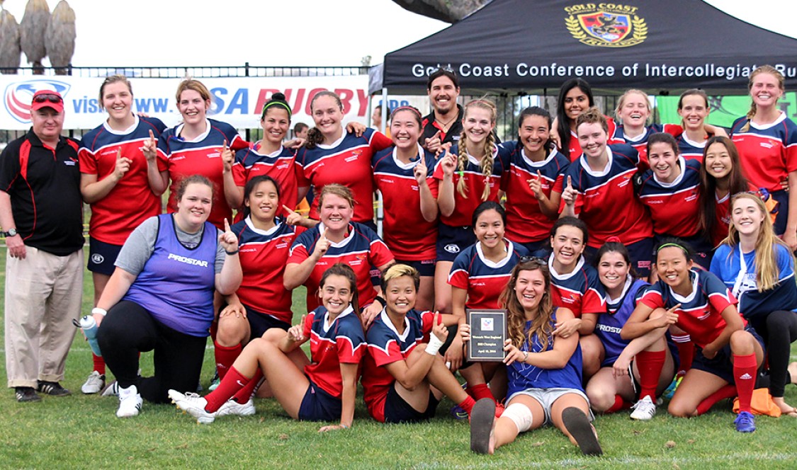 Claremont College women's rugby team celebrates Division III title