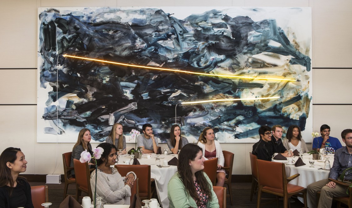 Mary Weatherford painting featured in CMC's Marian Miner Cook Athenaeum.