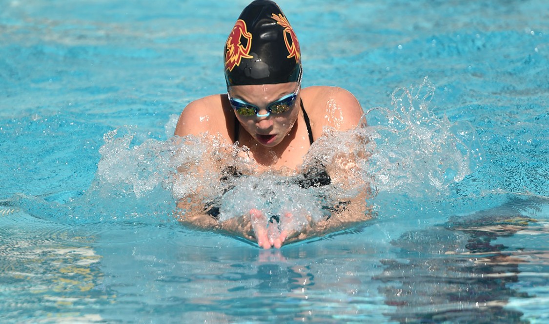 Claire Bacon-Brenes swims in a recent meet against Pomona-Pitzer.