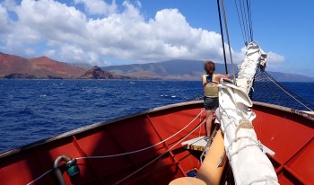 Katherine Roney ’24 on boat.