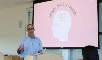 Adam Nemer at teaching Berger students about mental health.
