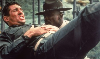Richard Gere as Zack Mayo, and Louis Gossett Jr. as Sgt. Emil Foley in &quot;An Officer and  a Gentleman.&quot; The movie was based on screenwriter Douglas Day Stewart's experiences as a naval officer.
