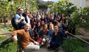 Professor Bjornlie and students at the Getty Villa