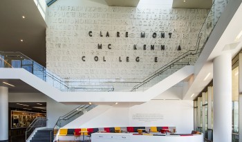 The character wall at Roberts Pavilion