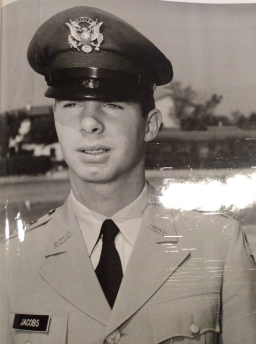 Black and white photo of Dale Jacobs in military regalia
