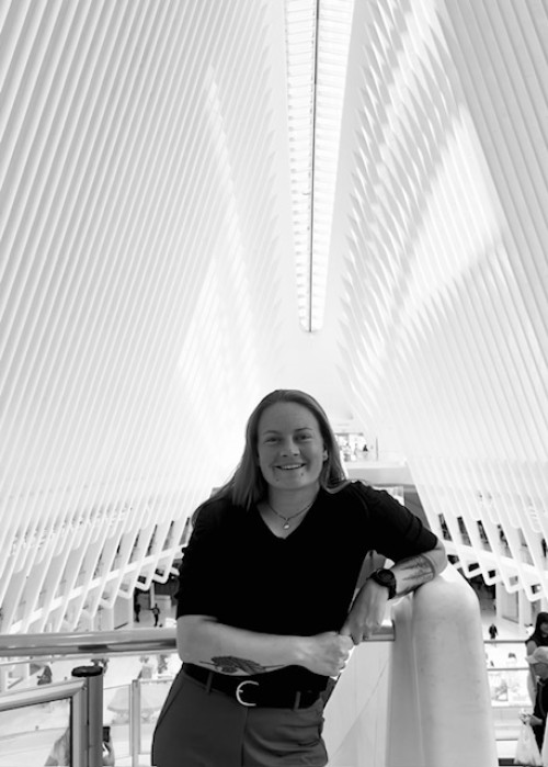 Lauryn Jeans '24 inside the Oculus at the World Trade Center in New York City. 