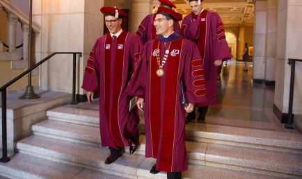 President Chodosh and some of CMC's trustees during his inauguration.