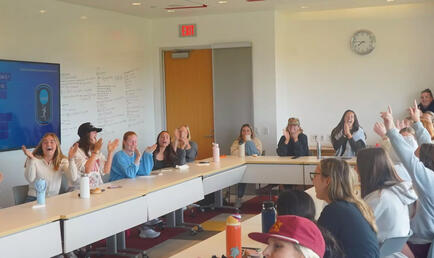 The CMS women's lacrosse team reacts to its NCAA selection