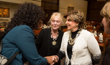 Bonnie Snortum (middle) with Gloria Allred (right) at the Athenaeum in 2013.