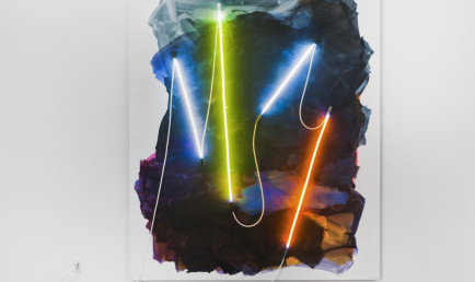 A Mary Weatherford neon painting.