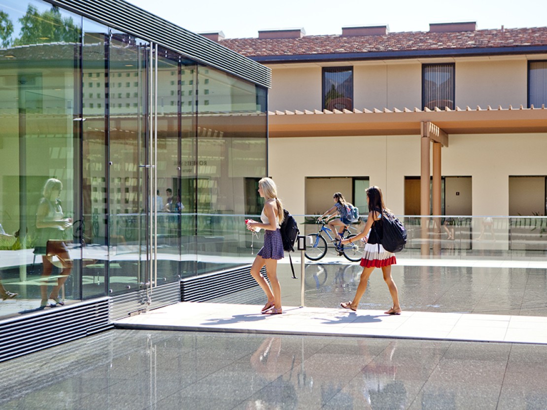 Claremont McKenna campus, in front of the Kravis Living Room