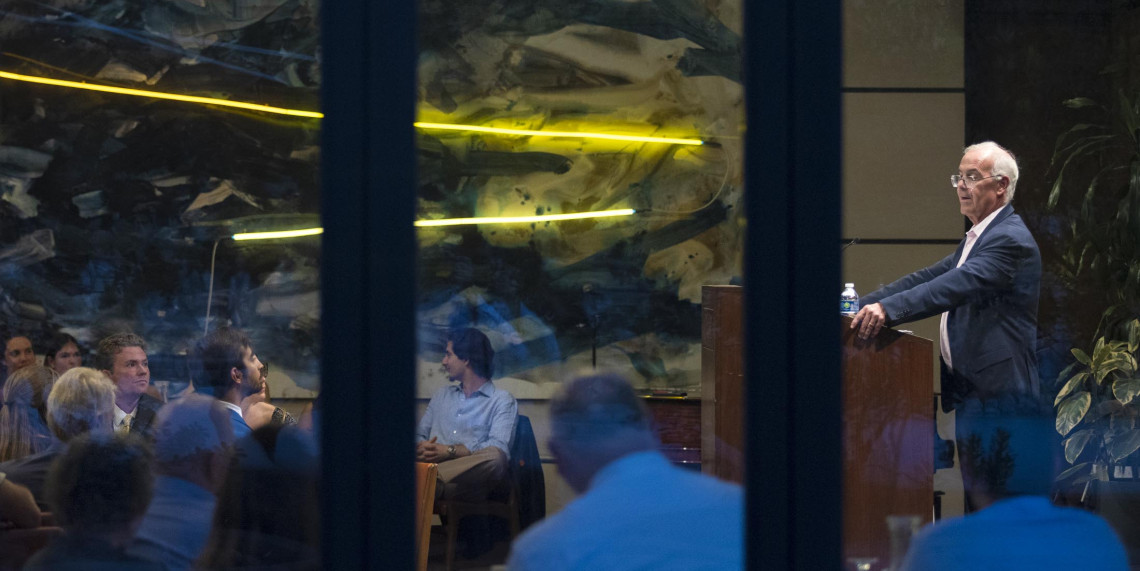 David Brooks speaking at the Ath